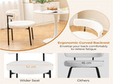 2 PCS White Sherpa Upholstered Dining Chair, Ergonomic Curved Backrest & Wide Round Seat 15230381