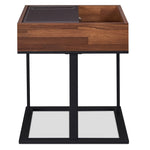 ZUN Walnut and Sandy Black Accent Table with Storage B062P209113