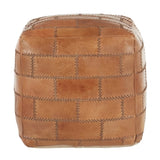 Cobbler Industrial Pouf in Brown Leather by LumiSource B202P223721