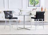 Set of 2 Black Crocodile Faux Leather Bar Chairs with Crystal Accents 81156078