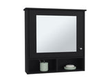 Medicine Cabinet 29" H, with 5 Shelves, 1 Door, and 1 Mirror, Black B097P250881
