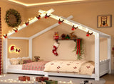 Twin House Floor Bed with Support Slats, Solid Wood House Bed Frame for Kids, No Box Spring Needed W1580P387835