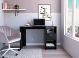 Computer Desk with 1-Drawer and 2-Open Storage Shelves, Black B097133107