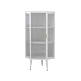 ZUN 22.25'' Floor Coner Cabinet,Three Tiers with Tempered Glass Doors and Storage Shelves for Bathroom, W757P180793