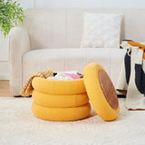 Round Storage Ottoman, Modern Sherpa Footstool, Teddy Vanity Stool with Flip-Top 28144710