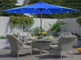 9ft Solar LED Lighted Patio Umbrella, Table Market Umbrella, Outdoor Umbrella for Garden, 73199991
