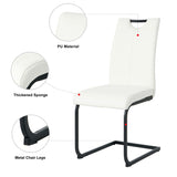 Modern White PU dining chair living room chair upholstered chair, black metal chair leg design, W210P199091