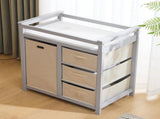 Gray painted pine wood frame children's bed with removable top, 87*53*87.5cm, includes 3 fabric 29031768