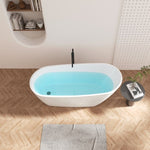 ZUN 67'' Acrylic Freestanding Soaking Bathtub with Integrated Slotted Overflow and Brushed Nickel W2568P166135