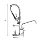 ZUN Commercial Kitchen Faucet Deck Mount with Pre-Rinse Sprayer 21" Height Kitchen Sink Faucet 8 Inch W1932P171734