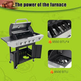 Propane Grill 4 Burner Barbecue Grill Stainless Steel Gas Grill with Side Burner, 46,500 BTU Outdoor W3212P279748