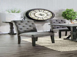 Classic Antique Black / Gray Set of 2 Side Chairs Button Tufted Linen Like Fabric Solid wood Chair B011104801