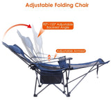 Foldable Camping Chair 330LBS Load Heavy Duty Steel Lawn Chair Collapsible Chair with Reclining 00389752