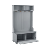 Classic Cosatal Style Hall Tree Entryway Bench with Open Shelves and Shoe Cabinets, SOLID WOOD Feet, W1758126923