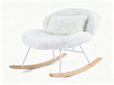 25.59"W x 33.66"D x 29.53"H Indoor Plush Rocking Chair, Soft Fluffy Lounge Rocker with White Metal 44896069