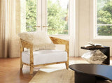 Madrid 26.5" Burl Wood Barrel Accent Arm Chair, Seashell White Chenille B2719P238278