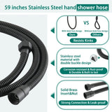 Drill-Free Stainless Steel Slide Bar Combo Rain Showerhead 7-Setting Hand, Dual Shower Head Spa W1219P155534