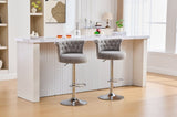 COOLMORE Velvet Bar Stool Set of 2, Adjustable Swivel Bar Stools with Silver Plated Metal Leg, W1539P320507