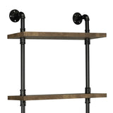 Rustic Oak And Black Side Pier With Open Shelving B062P184599