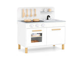 White Kids Interactive Wooden Kitchen Playset with Realistic Lights & Sounds 02819061
