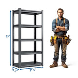 63"H 5 Tier Metal Shelves for Storage Shelving 2000LBS Heavy Duty Storage Shelves Adjustable 06378222