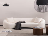 93.31" Minimalist Curved Sofa, 3 Seater, White Boucle Fleece Upholstered Sofa, Tight Curved Back W2664P240137