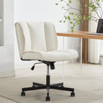 ZUN Armless Desk Chairs with Wheels Office Chair Vanity Chair with Technical Cloth Adjustable Swivel W2725P207683