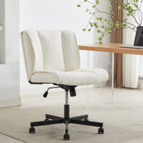 ZUN Armless Desk Chairs with Wheels Office Chair Vanity Chair with Technical Cloth Adjustable Swivel W2725P207683