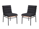 ZUN Lahni Black Boucle Fabric Set of 2 Dining Chair with Black Iron Legs B061P234544