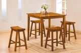 ZUN Casual Dining 29-inch Bar Height Stools 2pc Set Saddle Seat Solid Wood Oak Finish Home Furniture B01151973