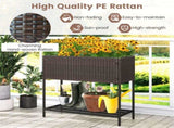 28" Elevated Raised Planter Box with Storage Shelf, Ergonomic Garden Bed for Patio Balcony Herb 79154701