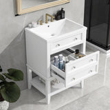 ZUN 24" Bathroom Vanity With Sink, Bathroom Storage Cabinet with Drawer and Open Shelf, Solid Wood 64550279