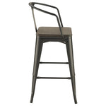 ZUN Dark Elm and Matte Black Bar Height Stool B062P153516