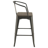 ZUN Dark Elm and Matte Black Bar Height Stool B062P153516