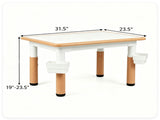 Height Adjustable Kids Desk and 4 Chairs Set, Graffiti Wipeable Tabletop Toddler Activity Table with 54431385