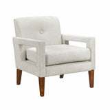 Modern Living Room Chair Beige Chenille Upholstery Pocket Coils Solid Wood Legs Furniture 1pc B011P308544