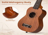 21" Solid Mahogany Ukulele with 151 Professional Tuners, Complete Starter Kit for Beginners 86084715