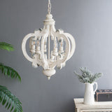 French Country Wood Chandelier, 6-Light Farmhouse Pendant Light Fixture with Adjustable Chain for W2078137917