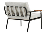 Modern Accent Chair with Natural Wood Armrests Black Metal Frame, Light Beige Upholstered Seat W2215P248476