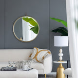 30"x34" Gold Round Mirror, Circle Mirror with Iron Frame for Living Room Bedroom Vanity Entryway W2078126763
