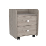 Nightstand 22"H, Two Drawers, Superior Top, Metal Handle, four wheels, Light Gray B097133086