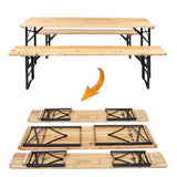 ZUN Picnic Combo 3PCS Set, 5.8FT Wood Table and Bench Set 54211834