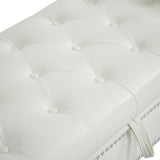White, PU Leather, Metal Feet Upholstered Ottoman Bedroom Lounge Ottoman Flip Top Storage Sofa Bench 94764869