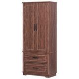 K&K 71" Farmhouse Kitchen Pantry with 2 Large Drawers,Embossed Texture Freestanding Cupboard N707P254905Z