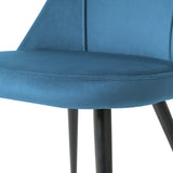 Modern blue velvet dining chair, fabric upholstery chair, black metal chair feet for home living W210P225908