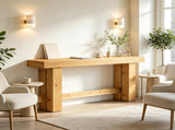 63" Wood Sofa Entryway Table Console Table with Stable Legs 42555993