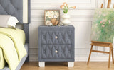 Elegant Velvet Nightstand with 2 Drawers and Crystal Handle, Storage Bedside Table with 63928278