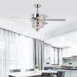52'' Classical Crystal Ceiling Fan Lamp 5 Reversible Blades for Living Room, Dining Room, Bedroom, W1592P164710