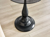 Small metal side table, vintage matte black round side table with a glass top measuring W1151P447641