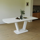 62.99-78.74" grey white dining table, MDF kitchen dining table, and modern industrial style 98437777